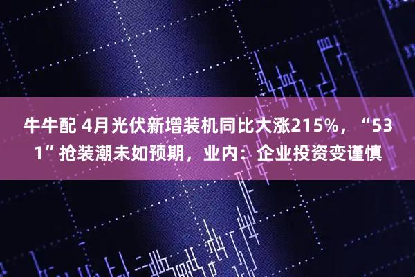 牛牛配 4月光伏新增装机同比大涨215%，“531”抢装潮未如预期，业内：企业投资变谨慎