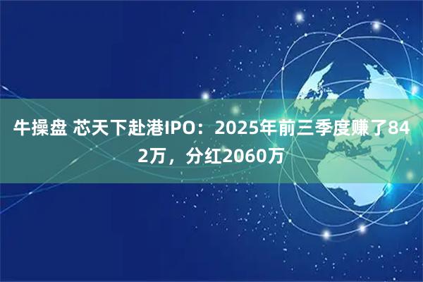 牛操盘 芯天下赴港IPO：2025年前三季度赚了842万，分红2060万